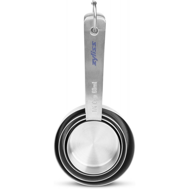 Zyliss Premium Stainless Steel Measuring Cups - Stainless Steel Measuring Cup Set - Dry Ingredient Nesting Measuring Cups - Premium Bakeware & Kitchen Tools - 4 Piece