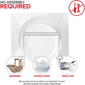 Stock Your Home Kitchen Cabinet Organizer, Chrome (2 Pack) Steel Baking Sheet Holder with 4 Slots for Cabinet, Bakeware Organizer, Divider for Cutting Boards, Pot Lids, Pan Lids, Cookie Sheets