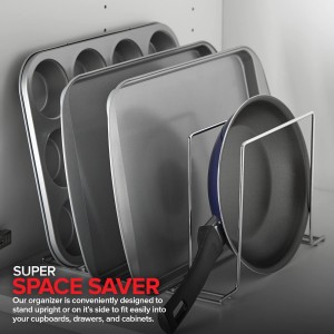 Stock Your Home Kitchen Cabinet Organizer, Chrome (2 Pack) Steel Baking Sheet Holder with 4 Slots for Cabinet, Bakeware Organizer, Divider for Cutting Boards, Pot Lids, Pan Lids, Cookie Sheets