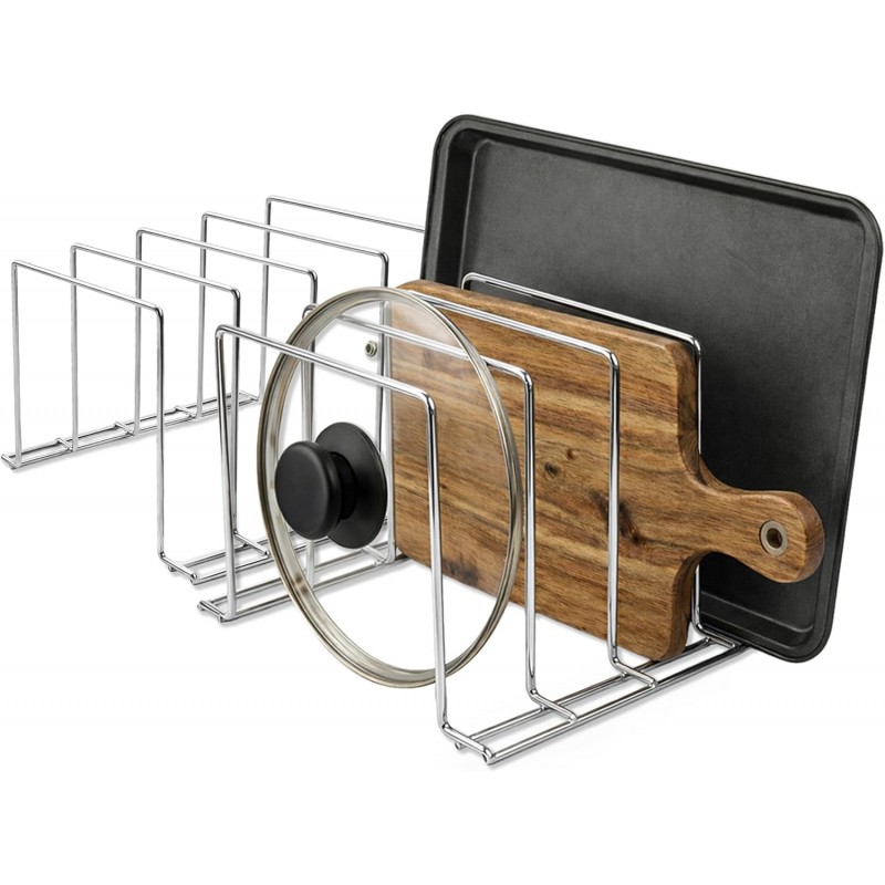 Stock Your Home Kitchen Cabinet Organizer, Chrome (2 Pack) Steel Baking Sheet Holder with 4 Slots for Cabinet, Bakeware Organizer, Divider for Cutting Boards, Pot Lids, Pan Lids, Cookie Sheets