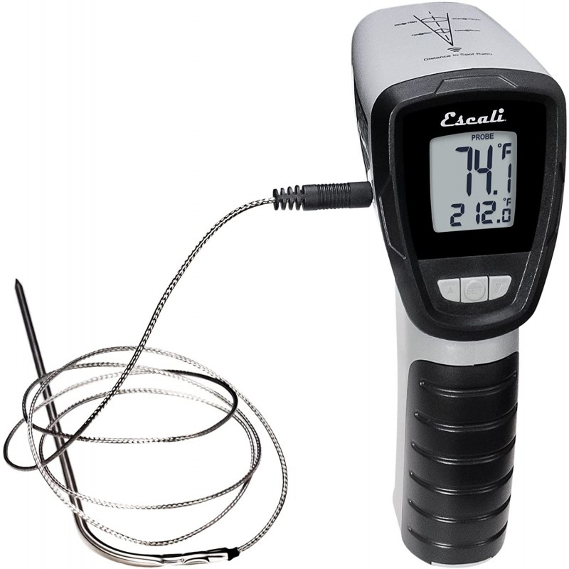 Escali Infrared Surface and Probe Digital Thermometer 40-inches Plug-in Probe, Two-in-One Adjustable Temperature Alert