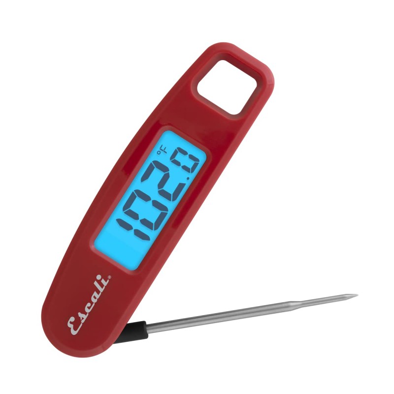 Escali Compact Portable Meat Candy Folding Digital Thermometer, Backlit Display Easy to Storage with Magnet, Red