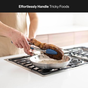 Misen Kitchen Tongs - Dishwasher Safe, Heavy Duty - Precision Silicone-Tipped Grilling Tool - Heat Resistant, Nonstick Safe - Perfect for Serving and Air Frying- 13 Inch | Blue