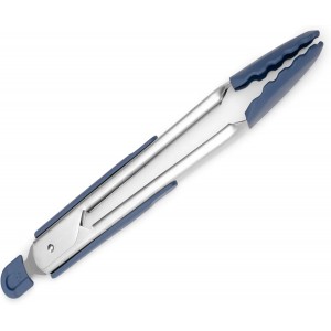 Misen Kitchen Tongs - Dishwasher Safe, Heavy Duty - Precision Silicone-Tipped Grilling Tool - Heat Resistant, Nonstick Safe - Perfect for Serving and Air Frying- 13 Inch | Blue