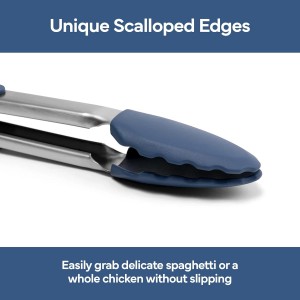 Misen Kitchen Tongs - Dishwasher Safe, Heavy Duty - Precision Silicone-Tipped Grilling Tool - Heat Resistant, Nonstick Safe - Perfect for Serving and Air Frying- 13 Inch | Blue