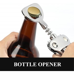 KORCCI Wine Opener, Heavy-Duty Zinc Alloy Wing Corkscrew, Premium Beer Bottle Opener, Multifunctional Wine Accessories with Ergonomic Handle and Sharp Screw, for Kitchen, Bar, Restaurant, Bartenders