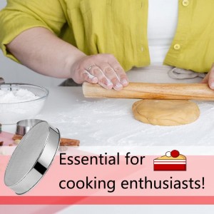 3 Pack Round Flour Sifter, Stainless Steel Fine Mesh Strainers Flour Sieve, 6 Inch and 8 Inch 40 Mesh 10 Inch 60 Mesh for Baking Straining Powdering Cake Bread Pies Pastries Muffin Cake