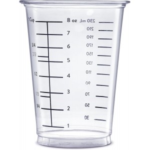 GUSTO 10 oz Clear Plastic Measuring Cups [25 Count] Disposable Multipurpose Cups for Baking, Cooking, Resin & Mixing (Formerly Comfy Package)