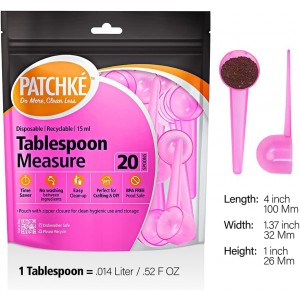 Disposable Measuring Spoons, Fits in Jar, Good for Formula, Coffee, Pet Food (15 ml - 1 Tablespoon - 20 Pack)