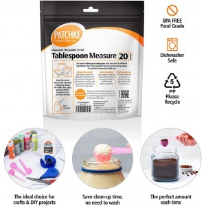 Disposable Measuring Spoons, Fits in Jar, Good for Formula, Coffee, Pet Food (15 ml - 1 Tablespoon - 20 Pack)