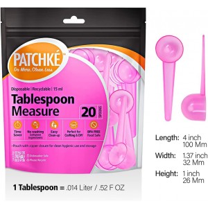 Disposable Measuring Spoons, Fits in Jar, Good for Formula, Coffee, Pet Food (15 ml - 1 Tablespoon - 20 Pack)