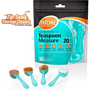 Plastic Measuring Spoons, Fits in Jar, Good for Formula, Coffee, Pet Food - 5 ml - 1 Teaspoon Mesure (20)