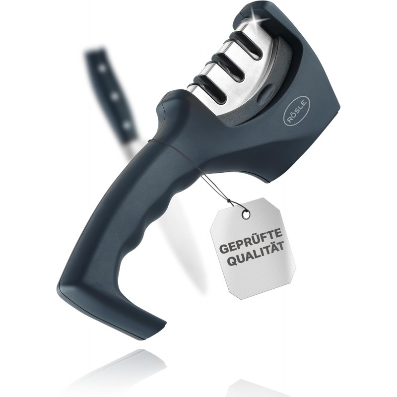 Rösle Knife Sharpener with 3 levels and Ergonomic Slip-Resistant Grip
