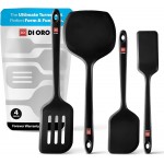 DI ORO Silicone Turner Spatula Set - Kitchen Spatulas for Nonstick Cookware - Cooking Utensils for Flipping Eggs & Pancakes - 600°F Heat-Resistant BPA Free Turners - Dishwasher Safe (4pc, Black)