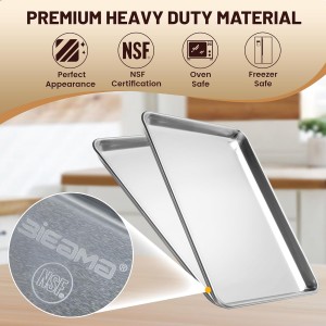 6 Pack Full Size Baking Sheet Pan Aluminum Commercial Pan for Oven Freezer Bakery Hotel Restaurant 26