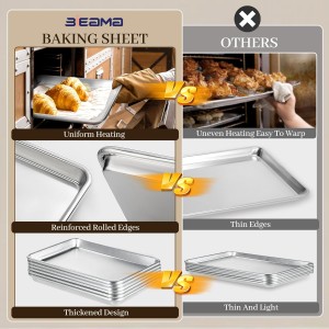 6 Pack Full Size Baking Sheet Pan Aluminum Commercial Pan for Oven Freezer Bakery Hotel Restaurant 26