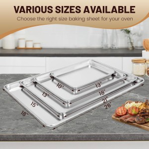 6 Pack Full Size Baking Sheet Pan Aluminum Commercial Pan for Oven Freezer Bakery Hotel Restaurant 26