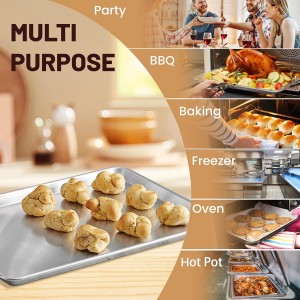 6 Pack Full Size Baking Sheet Pan Aluminum Commercial Pan for Oven Freezer Bakery Hotel Restaurant 26