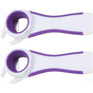 2 pack 5-in-1 Multi Function Plastic Grip Bottle Opener- Easily Opens Twist Caps, Bottle Caps, Canning Lids and Can Tabs (White)