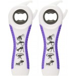 2 pack 5-in-1 Multi Function Plastic Grip Bottle Opener- Easily Opens Twist Caps, Bottle Caps, Canning Lids and Can Tabs (White)
