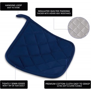 Kitchen Pot Holders Set Heat Resistant Pure Cotton Potholders Kit Trivets Large Coasters Hot Pads Terry Pot Holders for Everyday Cooking and Baking by 7 x 7 Inch Set of 6 Blue