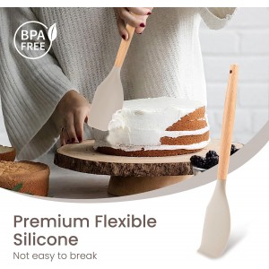 26 Pcs Silicone Cooking Utensils Set with Holder, NCUE BPA Free Kitchen Utensils Set for Cooking, 446°F Spatulas Silicone Heat Resistant Wooden Handle Spoon Tongs Non-stick Kitchen Gadgets (Khaki)