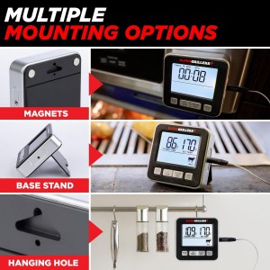 Alpha Grillers Meat Thermometer Digital - Kitchen Oven Thermometer for Cooking Food, Grilling, BBQ Smoker - 7 Preset Temperature Alerts, Timer, Alarm, & Stainless Steel Temperature Probe