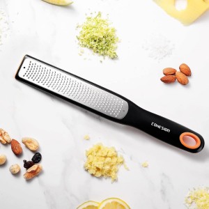 Cohesion Etched Zester & Grater Set of 2 - Kitchen Zester Tool for Lemon, Cheese, Garlic, Ginger, Nutmeg, Chocolate, Fruits, Vegetables - Sharp Premium Stainless Steel Blade with Protective Cover