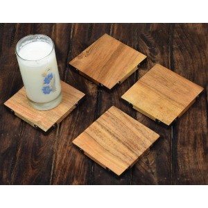Samhita Acacia Wood Square Coasters Protection Tabletop,Countertop and Surfaces Size: 4