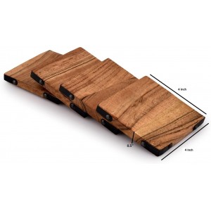 Samhita Acacia Wood Square Coasters Protection Tabletop,Countertop and Surfaces Size: 4