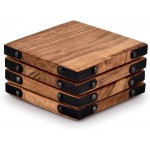 Samhita Acacia Wood Square Coasters Protection Tabletop,Countertop and Surfaces Size: 4