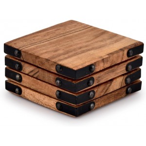 Samhita Acacia Wood Square Coasters Prot...