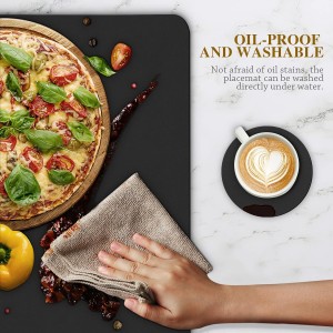 Bacgnyer Placemats Set of 4, Placemat with Coasters Heat Stain Scratch Resistant Non-Slip Waterproof Oil-Proof Washable Wipeable Outdoor Indoor for Dining Patio Table Kitchen Decor and Kids (Black 4)