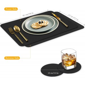 Bacgnyer Placemats Set of 4, Placemat with Coasters Heat Stain Scratch Resistant Non-Slip Waterproof Oil-Proof Washable Wipeable Outdoor Indoor for Dining Patio Table Kitchen Decor and Kids (Black 4)