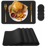 Bacgnyer Placemats Set of 4, Placemat with Coasters Heat Stain Scratch Resistant Non-Slip Waterproof Oil-Proof Washable Wipeable Outdoor Indoor for Dining Patio Table Kitchen Decor and Kids (Black 4)
