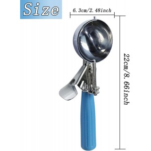 Stainless Steel Ice Cream Scoop Set Dishers Scoops Cookie Scoop Set Food Scoop, Right Handed Scoop, Blue Handle (2.48 Inch)