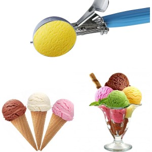 Stainless Steel Ice Cream Scoop Set Dishers Scoops Cookie Scoop Set Food Scoop, Right Handed Scoop, Blue Handle (2.48 Inch)