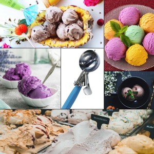 Stainless Steel Ice Cream Scoop Set Dishers Scoops Cookie Scoop Set Food Scoop, Right Handed Scoop, Blue Handle (2.48 Inch)