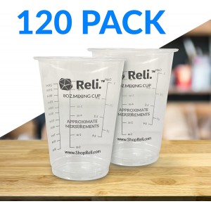 Reli. (120 Pcs) 8 oz Paint Mixing Cup/Resin Mixing | Disposable Measuring Cups | Clear Plastic Measure | Use for Paint, Epoxy Resin, Pigments