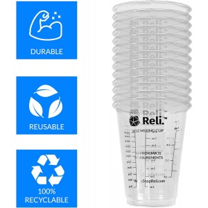 Reli. (120 Pcs) 8 oz Paint Mixing Cup/Resin Mixing | Disposable Measuring Cups | Clear Plastic Measure | Use for Paint, Epoxy Resin, Pigments