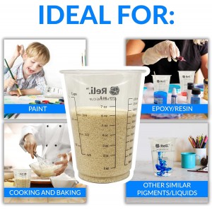 Reli. (120 Pcs) 8 oz Paint Mixing Cup/Resin Mixing | Disposable Measuring Cups | Clear Plastic Measure | Use for Paint, Epoxy Resin, Pigments