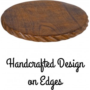 Wooden Trivets for Hot Dishes, Pots, Teapot and Pans (Set of 2) | 8'' Round Wood Dining Decorative Trivets, Kitchen Countertop Decor for Table, Christmas Thanksgiving Large Coasters Designer Edge