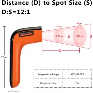 Rechargeable Infrared Thermometer Gun for Cooking -58℉~1022℉| INKBIRD Colorful Display Digital Laser Temperature Gun for Pizza Oven Grill Kitchen Home Repairs with Max Measure, ℉ Only (NOT for Human)