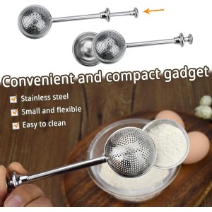 Powder Sugar Shaker Sifter Duster Baker's Dusting Wand Dispenser for Flour Spices Sugar Tea Strainer Steeper Tea Balls for Loose Tea