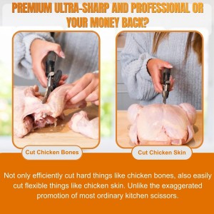 Poultry Shears, Kitchen Shears Heavy Duty for Food With Anti-Slip Handle & Safety Lock, Meat Scissors, Chicken, Lobster, Quail, Fish, Food Cutting Scissors, Bone Cutter - Spring Loaded