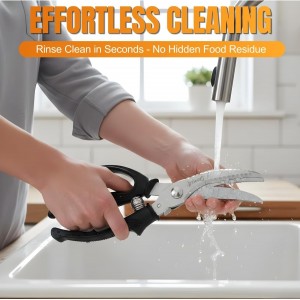 Poultry Shears, Kitchen Shears Heavy Duty for Food With Anti-Slip Handle & Safety Lock, Meat Scissors, Chicken, Lobster, Quail, Fish, Food Cutting Scissors, Bone Cutter - Spring Loaded