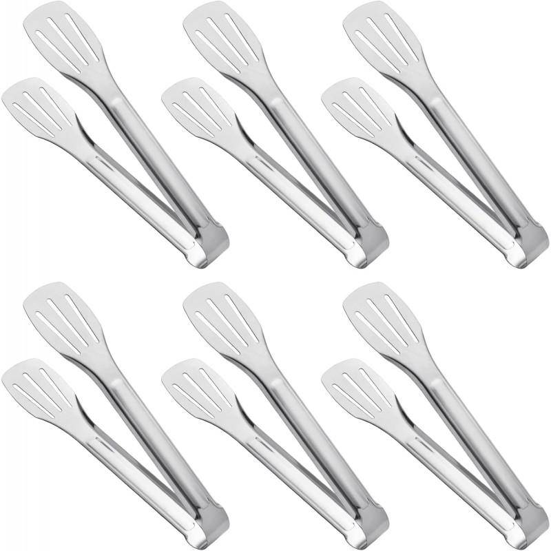 Serving Tong Kitchen Tongs,Buffet Tongs, Stainless Steel Food Tong Serving Tong,small tongs 6 Pack (7 Inch)