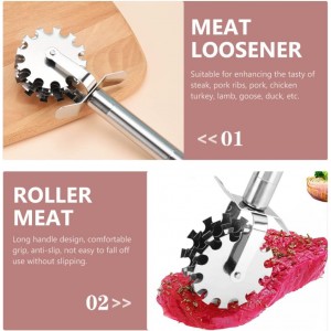 Stainless Steel 5-Wheel Meat Tenderizer Roller for Efficient Steak Chicken Pork Tenderizing Kitchen Tool 7.6 Inch Meat Flattener