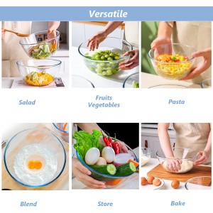 WhiteRhino Glass Mixing Bowls Glass Bowls with Lids Set(4.5QT,2.7QT, 1.1QT),Large Salad Bowls,glass mixing bowl Space-Saving Nesting Storage bowls for Cooking,Baking,Prepping,Dishwasher Safe