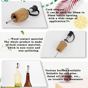 DOERDO 5pcs Stainless Steel Wine Pourers Wine Liquor Bottle Cork Stopper for Wine Olive Oil Coffee Syrup Vinegar Bottles